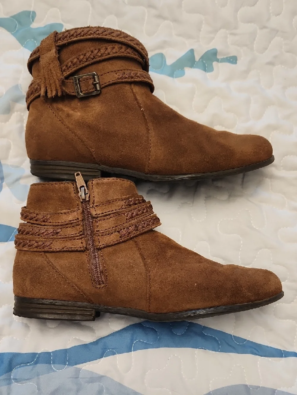 Minnetonka Brown Suede Braided Ankle Booties - Picture 5 of 5